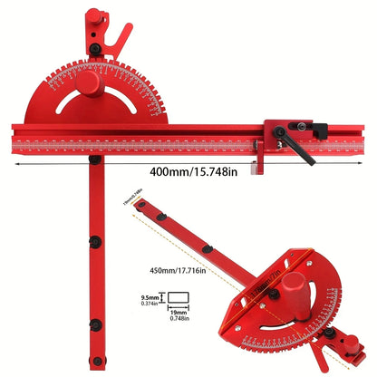 Purilite Select 1-Piece Miter Gauge & 400MM Aluminium Profile Fence with Track Stop – Sawing Assembly Angle Ruler for Table Saw & Router Table