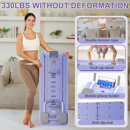 Purilite Select Multifunctional Abdominal Board | Resistance Bands Push-Up Stands | Foldable Home Fitness Equipment | Core Strength Trainer