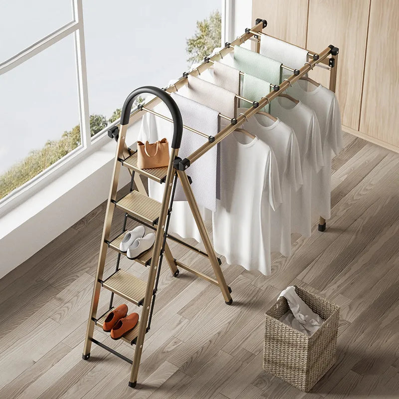 Purilite Select | Folding Ladder Drying Rack | Dual-Purpose Aluminum Alloy Indoor Ladder for Household Use