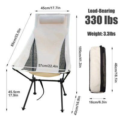 Purilite Select Portable Folding Camping Chair with Headrest