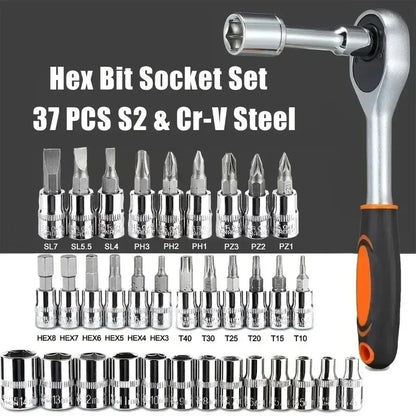 Purilite Select 46-Piece Socket & Wrench Combination Set — Professional Car, Motorcycle & Household Tool Kit