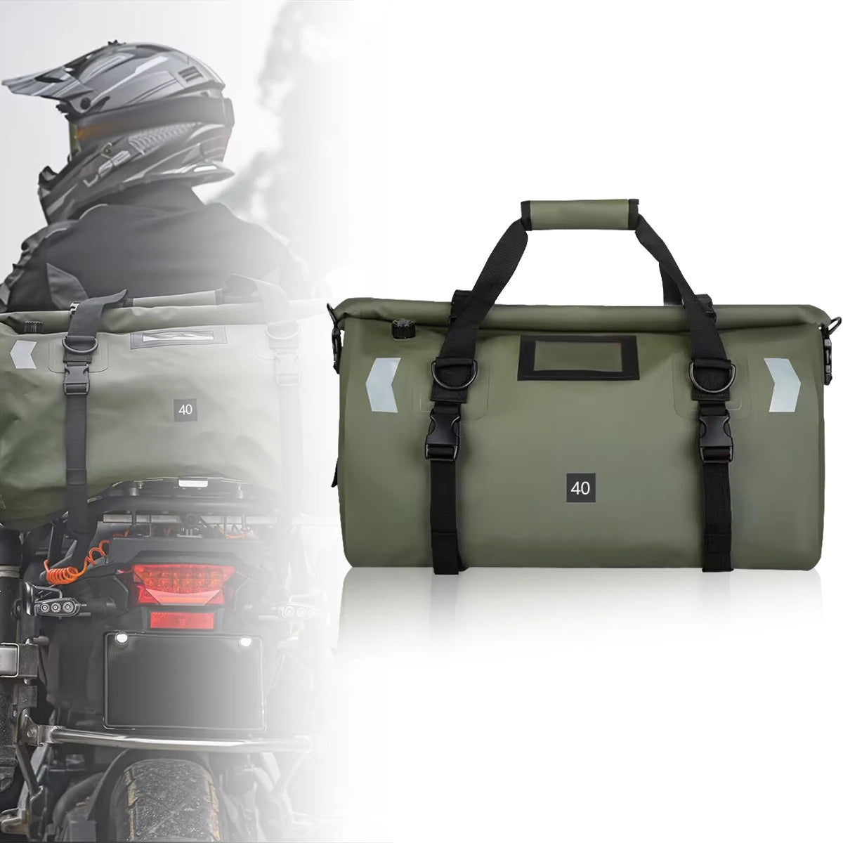 Purilite Select | Universal Motorcycle Waterproof Tail Bag | Back Seat Luggage | 40L / 66L Travel Pack