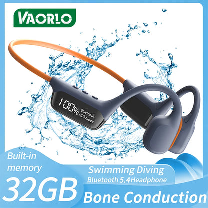 Purilite Select S10 Bluetooth 5.4 True Bone Conduction Headphones – IPX8 Waterproof, 32GB MP3 Mode & LED Display (For Swimming & Sports)