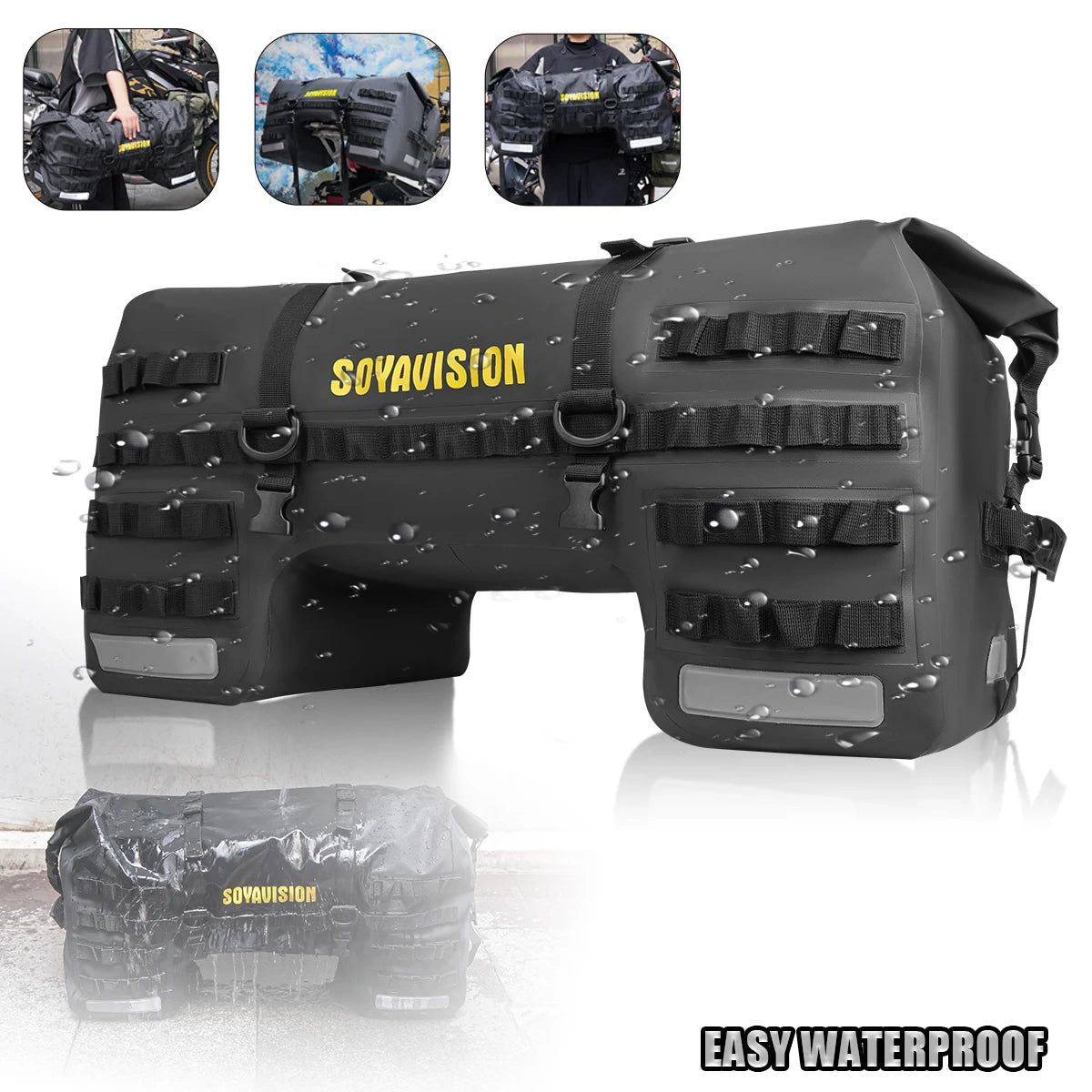 Purilite Select | Universal Motorcycle Waterproof Tail Bag | Back Seat Luggage | 40L / 66L Travel Pack