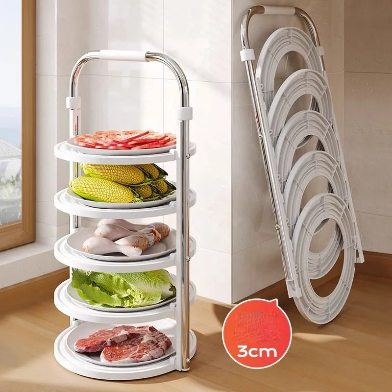 Purilite Select Foldable Kitchen Vegetable Storage Rack – Multi Layer Home Storage Organizer