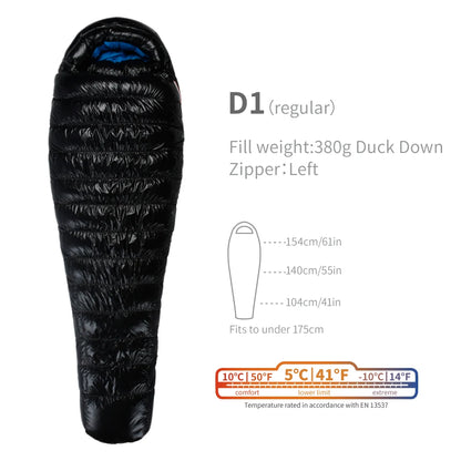 Purilite Select Lightweight Duck Down Winter Sleeping Bag | Compact Backpacking & Camping Mummy Sleeping Bag