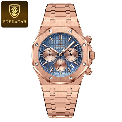 POEDAGAR 926 Original Luxury Men’s Stainless Steel Chronograph Quartz Watch