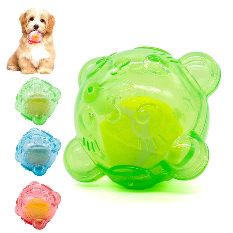 Purilite Select Dog Chew Toy Squeaky Rubber Puppy Toy with Bear Head Design for Small and Large Dogs