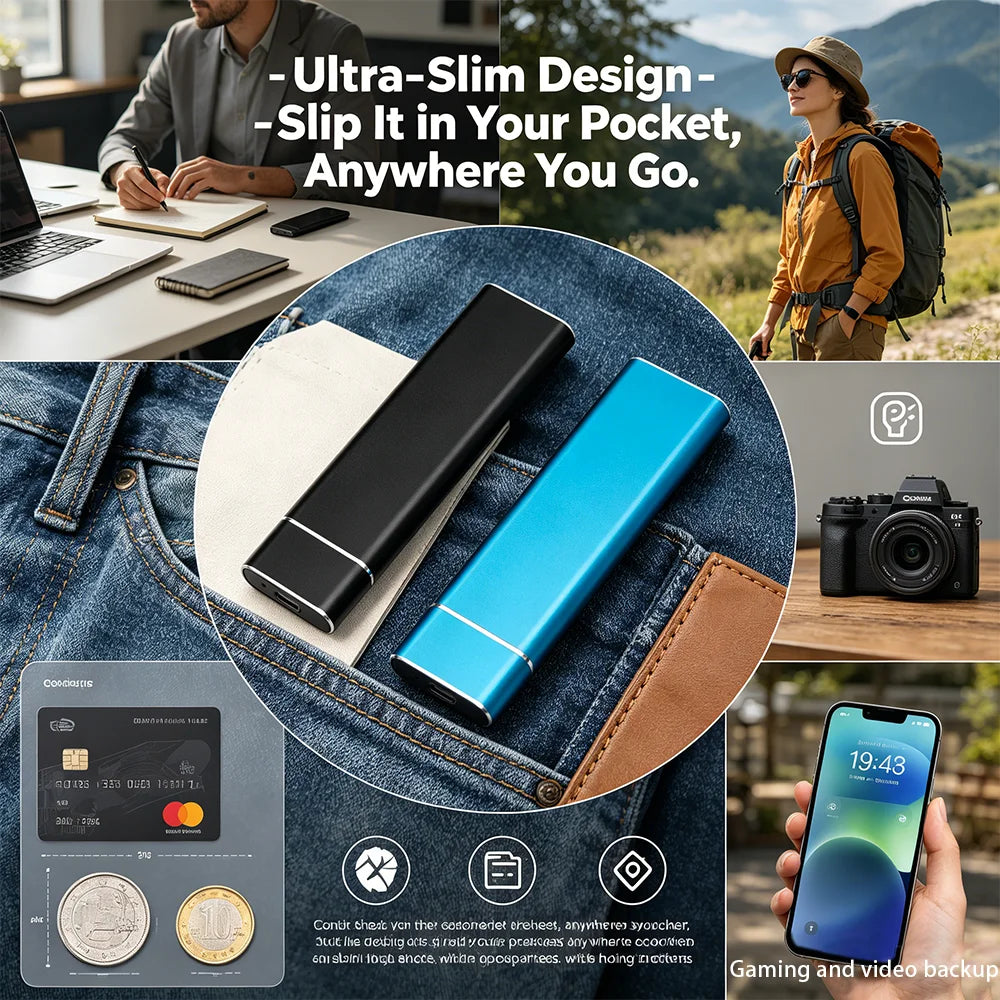 Purilite Select Portable External SSD, USB Type-C High-Speed Storage Drive for PC & Laptop File Backup and Data Transfer