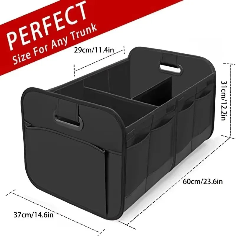 Purilite Select Collapsible Car Trunk Storage Box, 600D Oxford Fabric SUV Cargo Organizer with Multiple Compartments & Reinforced Handles