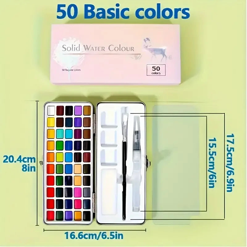 Purilite Select Deluxe 50/100/168-Color Watercolor Paint Set with Brushes & Pencils