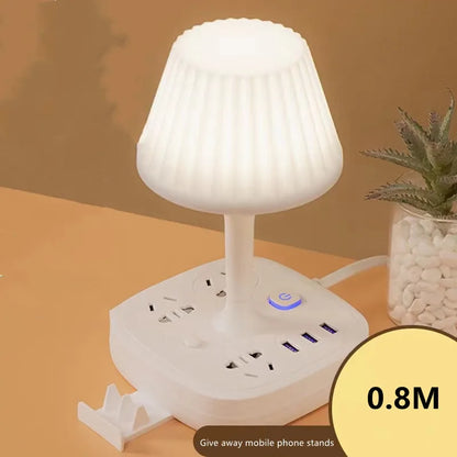 Purilite Select Multi-Functional Desk Table Lamp with Dual USB Charging Ports, Three AC Outlets and Phone Holder
