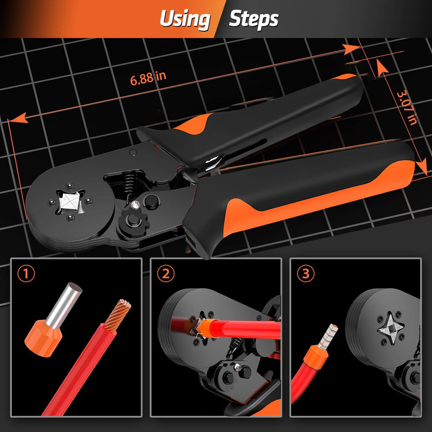 Purilite Select Hexagonal Self-Adjustable Ratchet Ferrule Crimping Tool Kit