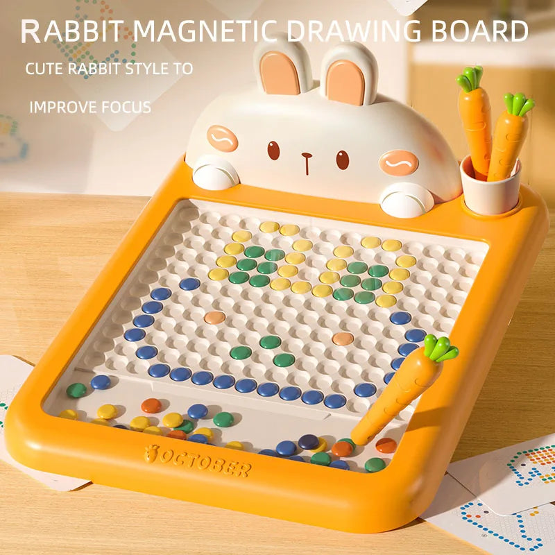 Purilite Select Rabbit Magnetic Drawing Board for Kids – Montessori Magnetic Bead Doodle Toy with Pen & Cards