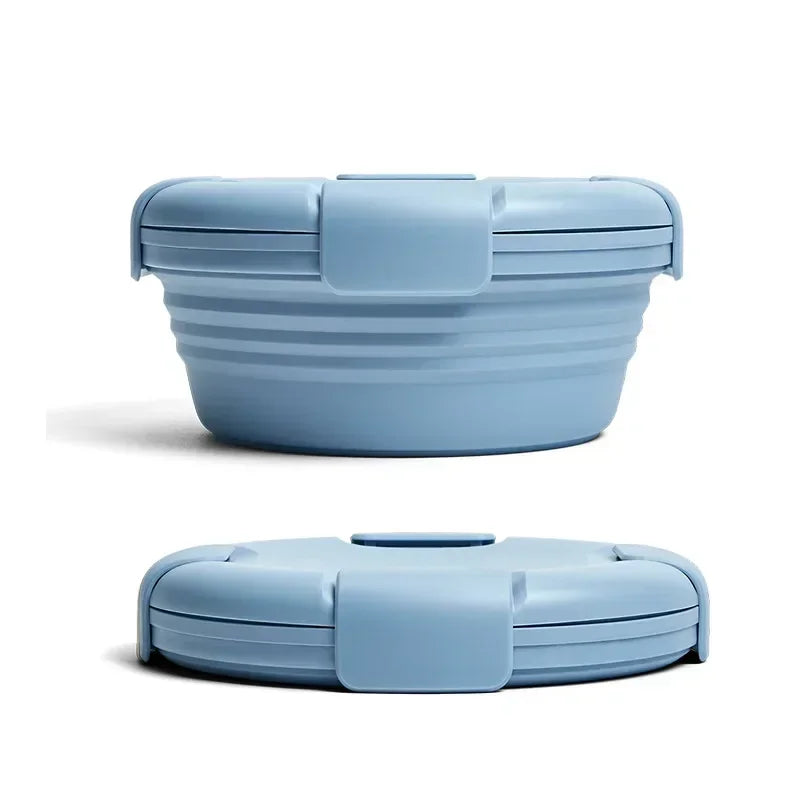 Purilite Select Silicone Folding Lunch Box Set of 3 Portable Collapsible Bowls 1100ml Leak-Resistant Food Storage Containers with Lids