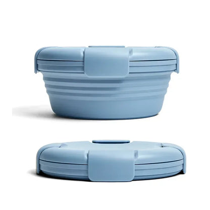 Purilite Select Silicone Folding Lunch Box Set of 3 Portable Collapsible Bowls 1100ml Leak-Resistant Food Storage Containers with Lids