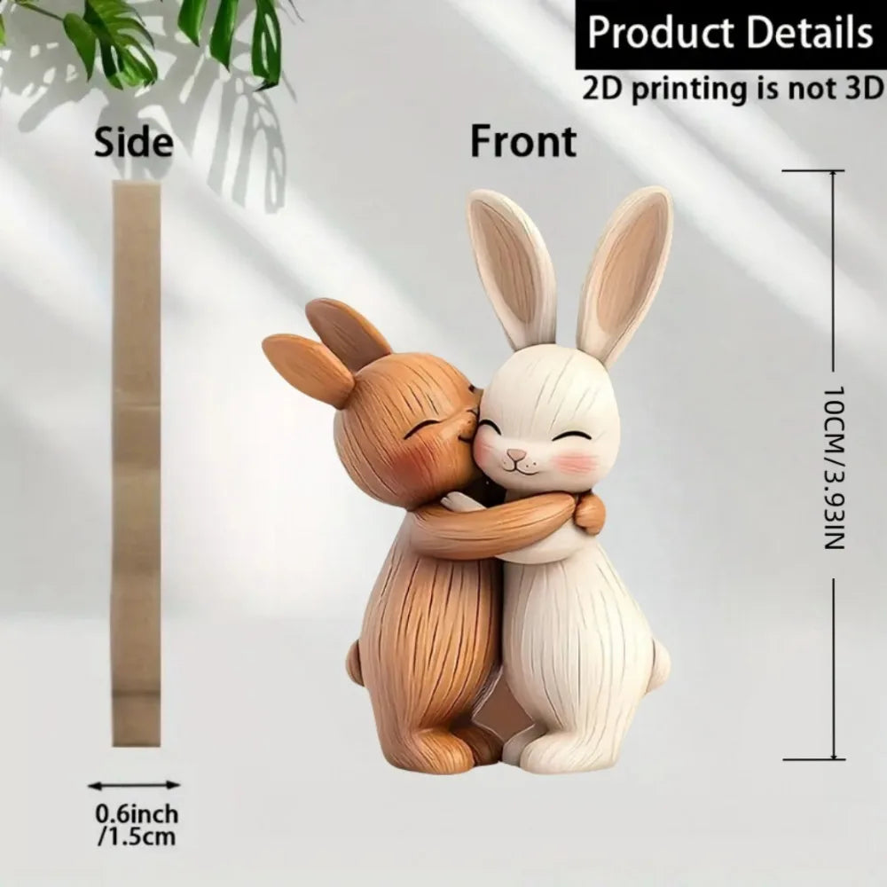 Wooden Kitten Couple Sculpture Charming 2D Flat Cat Enthusiast Gift Light and Dark Wood Grain Desktop Entrance Home Decoration