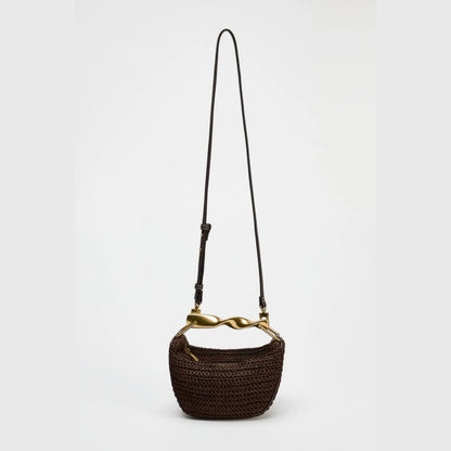 Purilite Select Summer Half-Moon Woven Straw Shoulder Bag