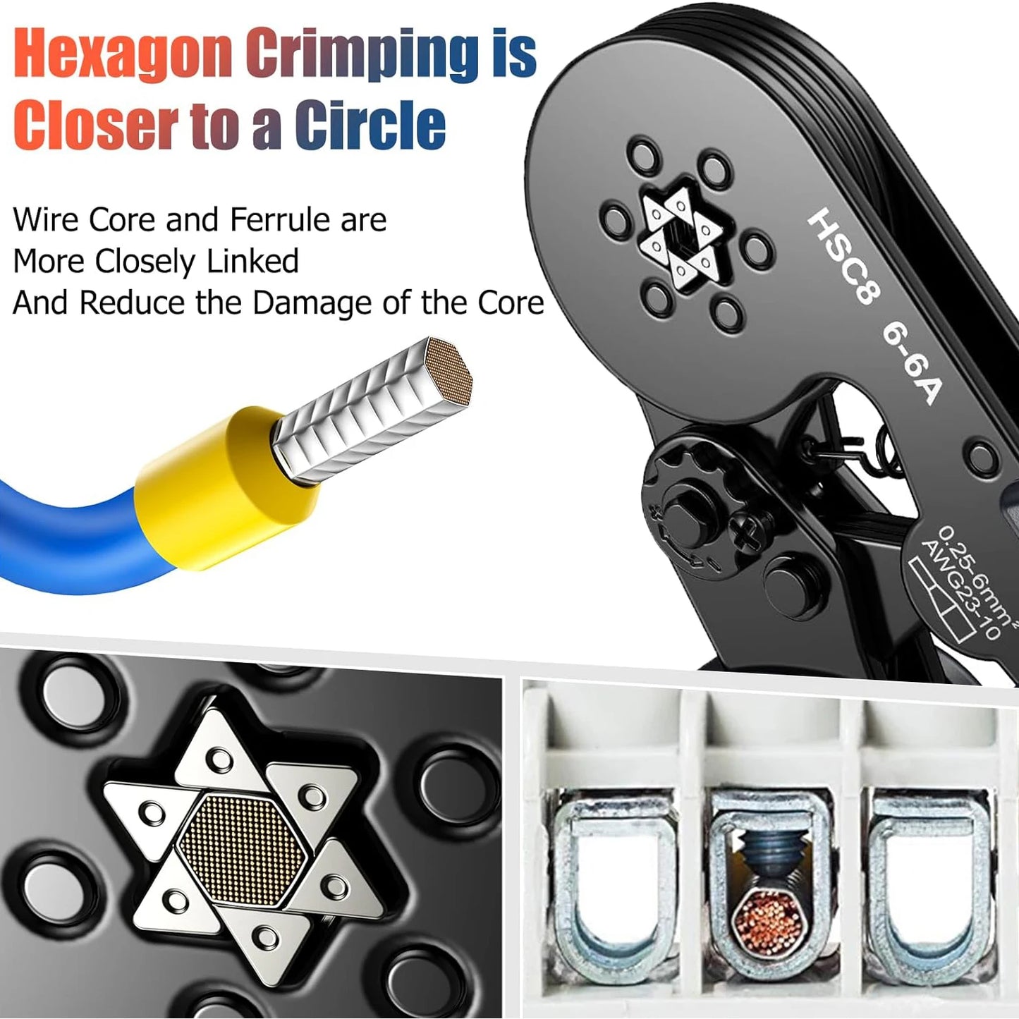 Purilite Select Hexagonal Self-Adjustable Ratchet Ferrule Crimping Tool Kit