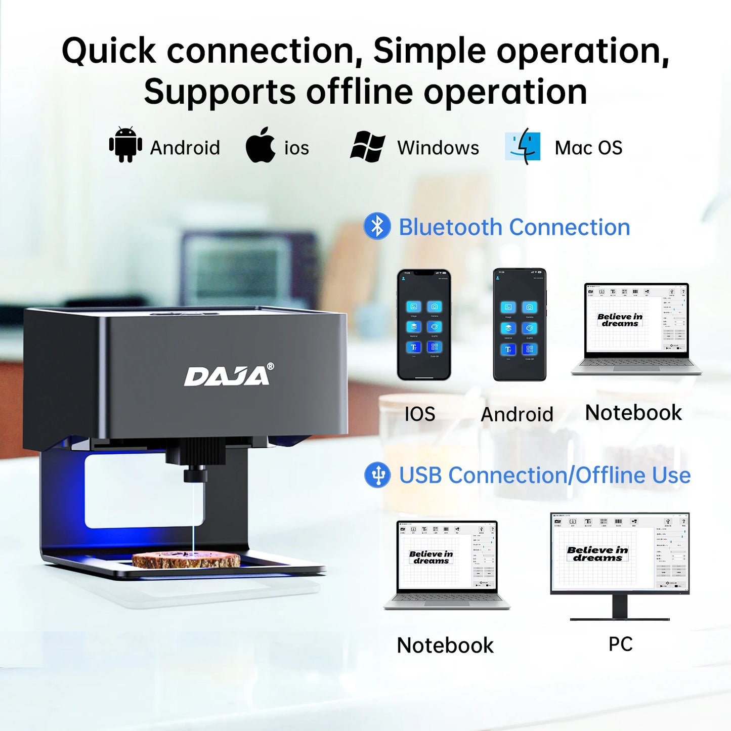 Purilite Select | DAJA DJ6 Mini Portable Laser Engraver | Bluetooth DIY CNC Machine | 3W Laser | 80×80mm