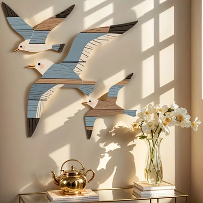 Purilite Select 3PCS Wooden Seagull Wall Decorations