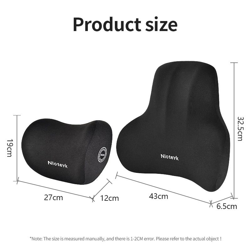 Purilite Select Memory Foam Car Neck & Lumbar Support Cushion Set – Universal Comfort Pillow for Car Seats
