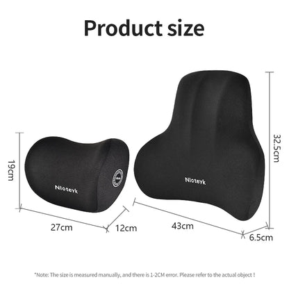 Purilite Select Memory Foam Car Neck & Lumbar Support Cushion Set – Universal Comfort Pillow for Car Seats