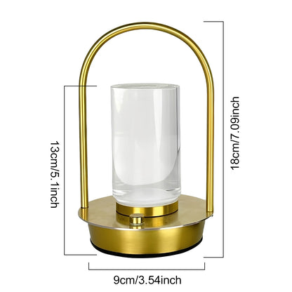 Purilite Select Retro Metal Touch Table Lamp | 3 Color Dimming Ambient Night Light | Rechargeable LED Desk & Bedside Lamp