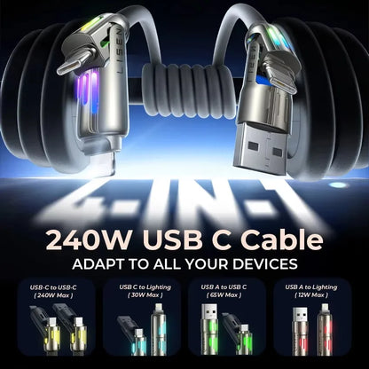 Purilite Select 4-in-1 240W Fast Charging USB-C Data Cable (2M)