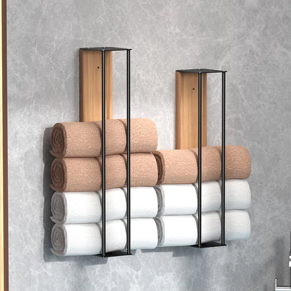 Purilite Select Wooden Board Wall-Mounted Metal Towel Rack