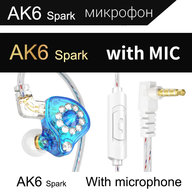Purilite Select QKZ AK6 Copper Driver HiFi Wired Earphones 3.5MM