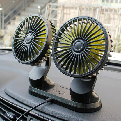 Purilite Select Dual Head USB Car Fan 3 Speed Adjustable Cooling Fan for Car Dashboard Home Office Use