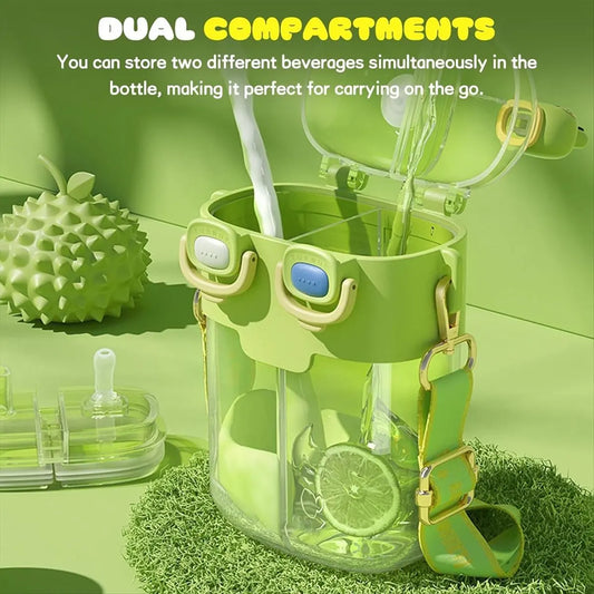 Purilite Select Kids Dual Compartment Leak-Proof Water Bottle with Straw and Direct Drink Lid – 780ml Portable School & Travel Bottle