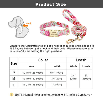 Purilite Select Personalized Floral Dog Collar and Leash Set