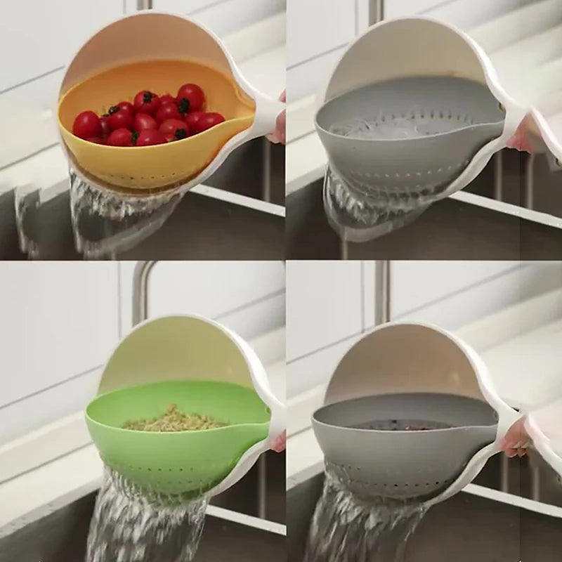 Purilite Select Double Layer Rotatable Drain Basket with Handle for Fruit Washing Vegetable Cleaning and Kitchen Storage