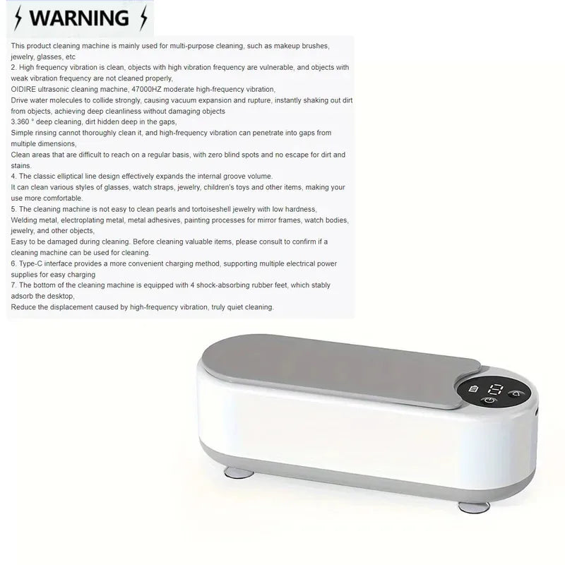 Purilite Select Jewelry Cleaning Machine | 360 Degree Deep Cleaning Tool | USB Rechargeable High Frequency Vibration Cleaner