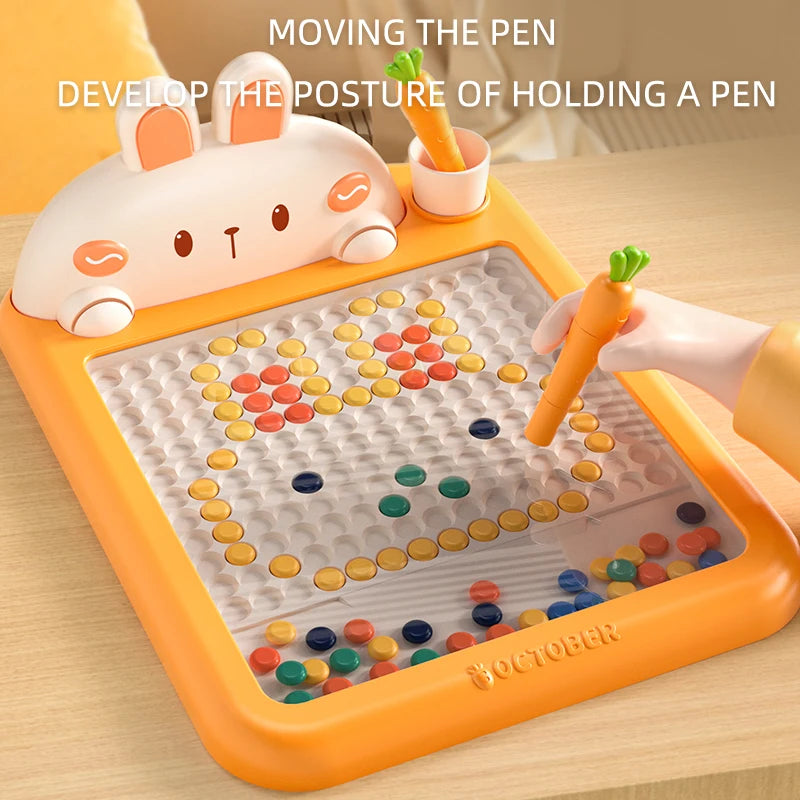 Purilite Select Rabbit Magnetic Drawing Board for Kids – Montessori Magnetic Bead Doodle Toy with Pen & Cards