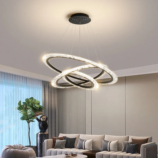 Purilite Select Three-Ring Crystal Chandelier