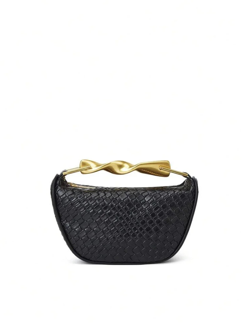 Purilite Select Summer Half-Moon Woven Straw Shoulder Bag
