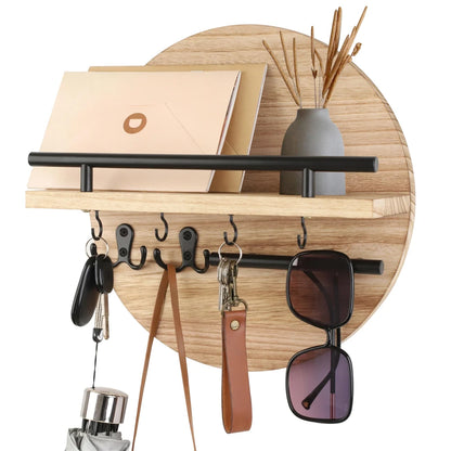 Purilite Select Wooden Wall-Mounted Key Holder with Shelf
