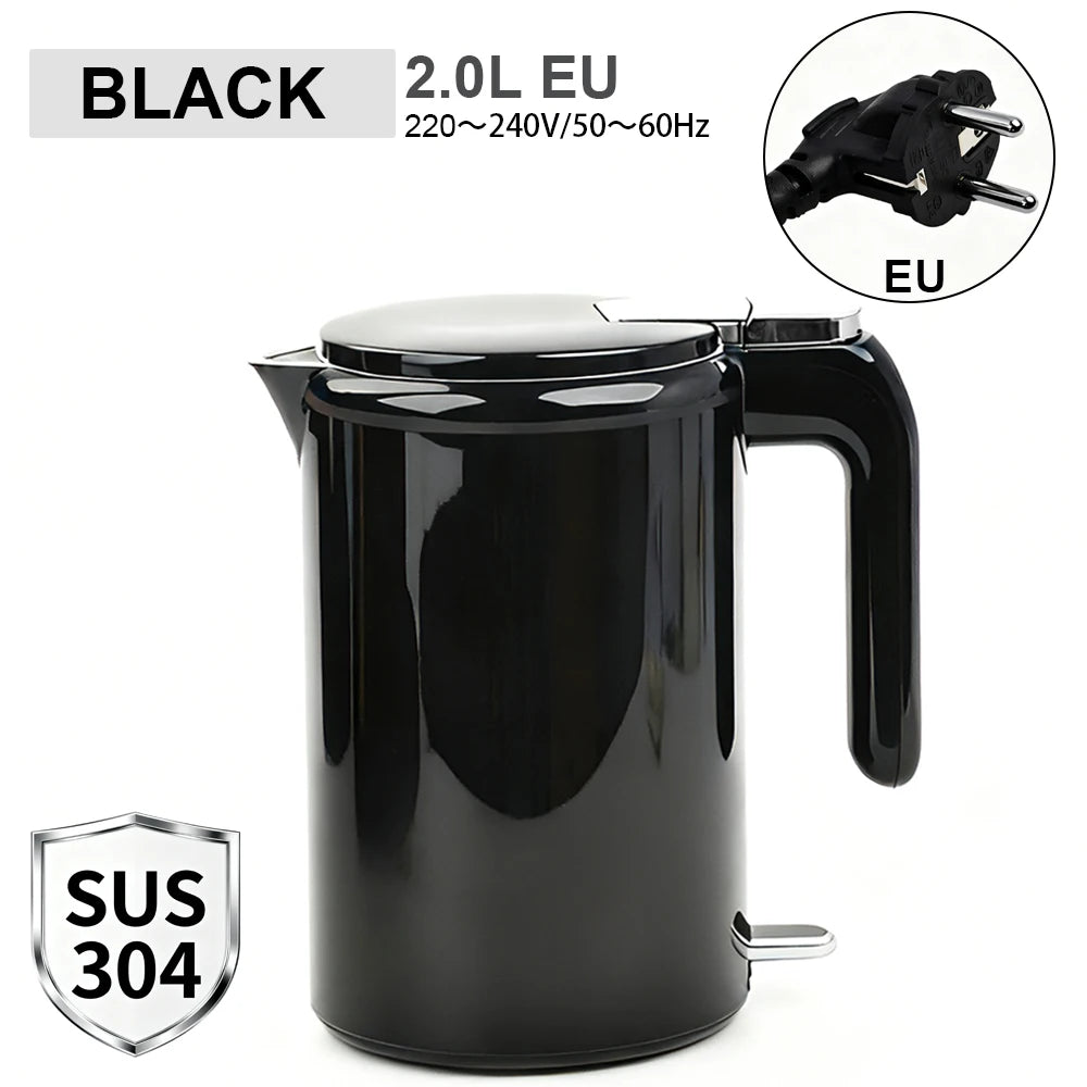 Purilite Select 2.0L 304 Stainless Steel Electric Kettle | Double-Layer Anti-Scald Fast Boiling Water Boiler