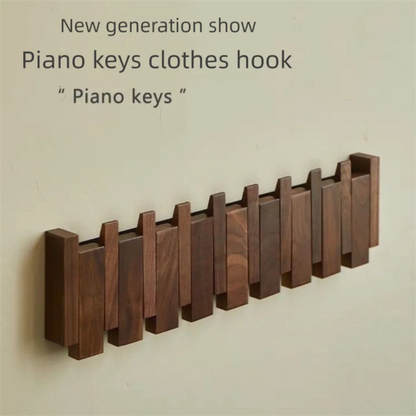 Purilite Select Creative Wall Mounted Wood Coat Rack | Piano Key Shaped 8 Hooks | Hats and Jacket Organizer | Entry Door and Home Decor