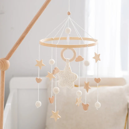 Purilite Select Wooden Baby Crib Mobile | Crochet Star Hanging Bed Bell | Nursery Rattle Decoration | Newborn Comfort Toy