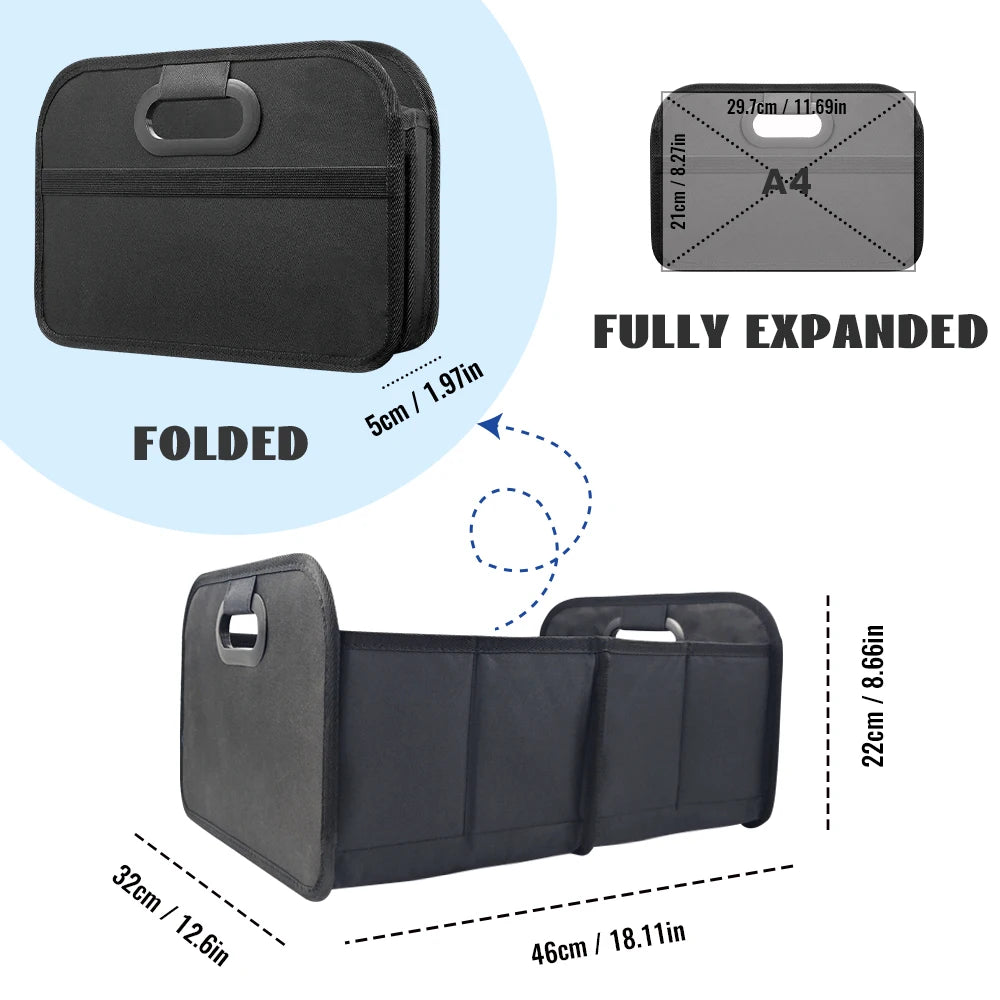 Purilite Select Foldable Car Trunk Organizer for SUV, Portable Storage Box with Pockets, Multi-Purpose Cargo Organizer for Camping, Travel & Vehicle Storage