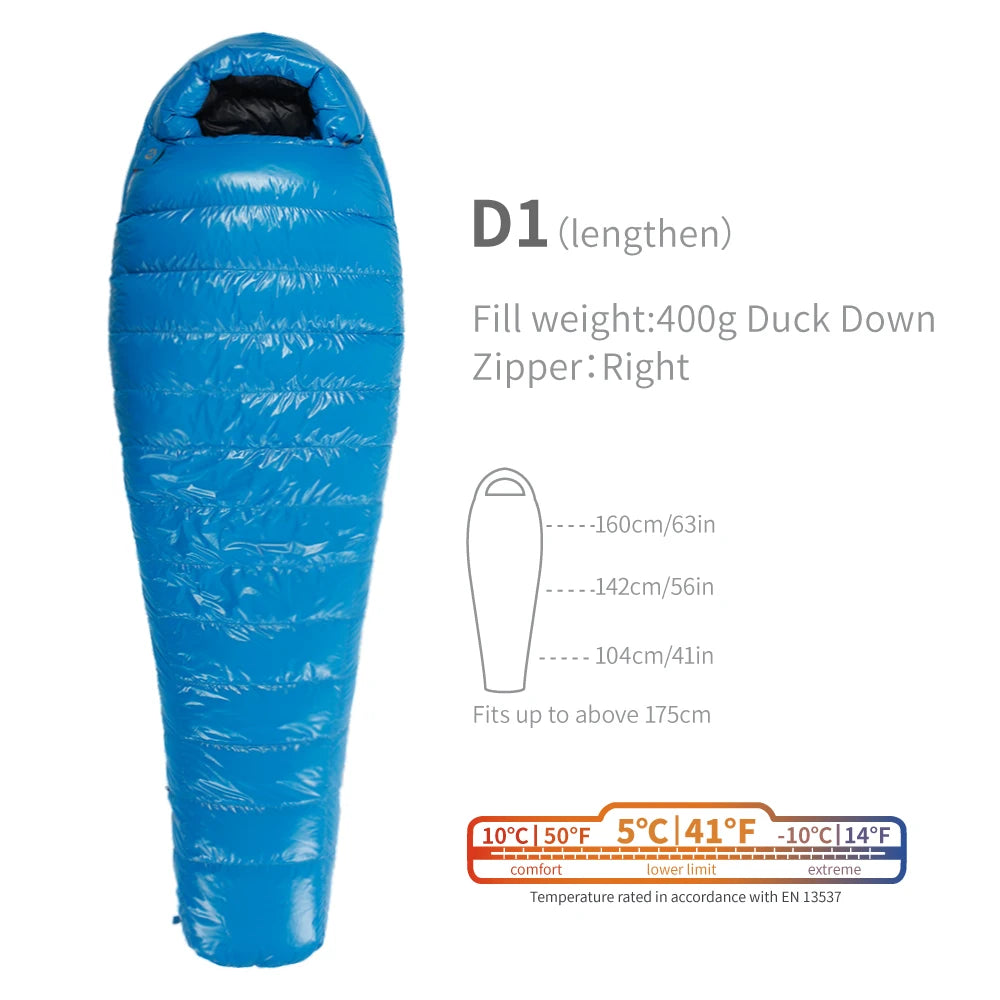 Purilite Select Lightweight Duck Down Winter Sleeping Bag | Compact Backpacking & Camping Mummy Sleeping Bag