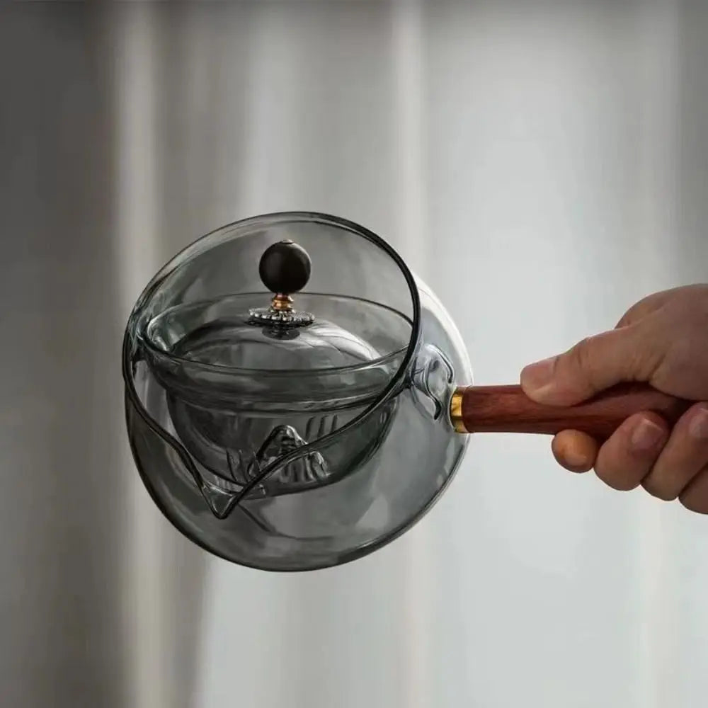 Purilite Select Heat Resistant Glass Teapot | 360° Rotating Transparent Brewing Teapot with Built-In Tea Filter and Comfortable Handle | Large Capacity Boiling Tea Kettle for Home and Office