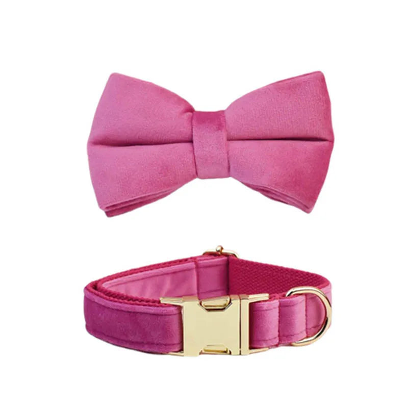 Purilite Select Rose Red Velvet Dog Collar & Leash Set