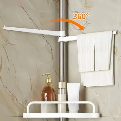 Purilite Select Large Capacity Quick Drainage Bathroom Corner Shelf | Rustproof Stainless Steel Telescopic Punch-Free Organizer | Toilet & Kitchen Storage