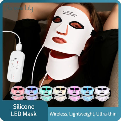 Purilite Select Wireless 7 Color LED Photon Facial & Neck Rejuvenation Silicone Mask