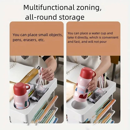 Purilite Select Movable Multi-Layer Book Organizer | Magazine Rack Storage Desk Stand | Books and Stationery Organizer | Office and School Supplies